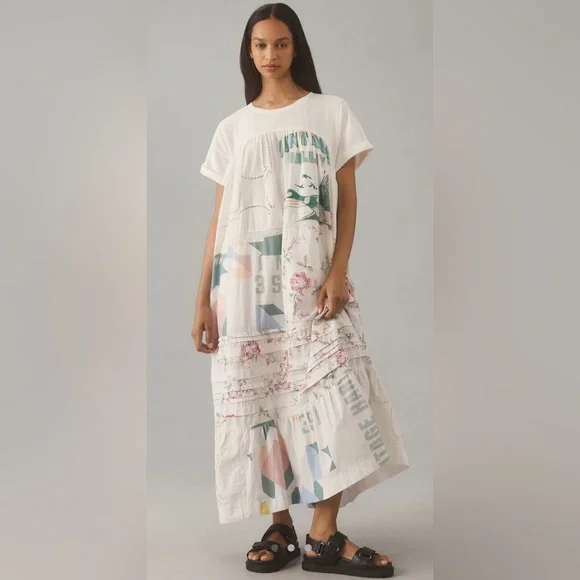 NWT Antropologie Pilcro Short- sleeve T-shirt Midi dress S - Picture 1 of 5